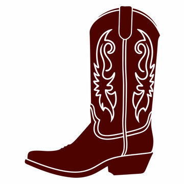Elegant Cowboy Boot with Decorative Flame Stitching and Sturdy Heel Design