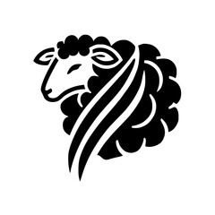 Stylish Sheep Illustration: Black and White Minimalist Animal Design