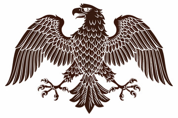 Detailed Eagle Illustration with Outstretched Wings and Intricate Feather Design