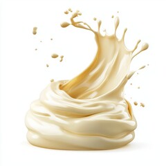 Creamy mayonnaise splash with a silky texture, isolated on white background