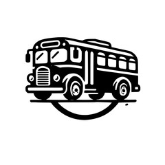 Vintage Bus Graphic Design: A Retro Travel Illustration. Perfect for transportation websites, blogs, and social media. Simple, minimalist design with black and white color scheme.
