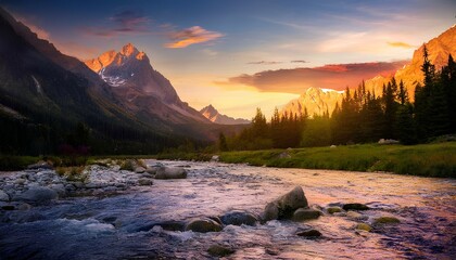 sunset over the mountains