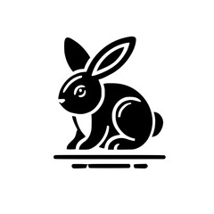 Elegant Black and White Rabbit Illustration: Minimalist Animal Vector Graphic