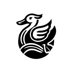 Stylish Black and White Duck Bird Logo Design. Minimalist Animal Graphic, Perfect for Branding and Nature-themed Projects.