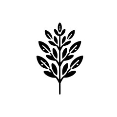 Elegant Minimalist Black and White Plant Illustration: Botanical Branch with Leaves - Nature-Inspired Graphic Design