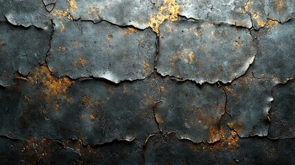 Obraz premium Dark Cracked Metallic Surface With Gold Accents