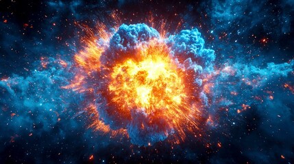 Fototapeta premium Cosmic Fireball: A Spectacular Space Explosion