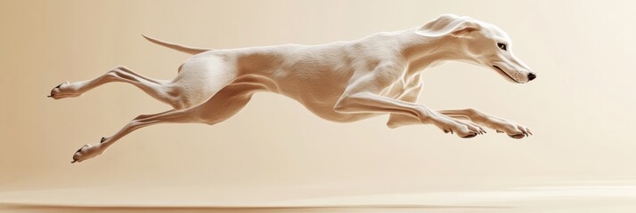 Fototapeta premium 3D Rendering of a Saluki Dog Leaping Gracefully Through the Air