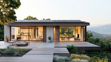 Fototapeta premium Optimizing homes with eco-friendly transparent solar roof technology