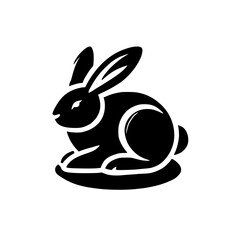 Elegant Black Rabbit Silhouette: A Minimalist Vector Graphic
