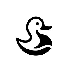 Cute Cartoon Duck, Minimalist Black and White Vector Illustration, Perfect for Logo or Icon