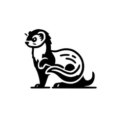 Ferret: A Black and White Vector Illustration of a Cute Mustelid. Perfect for Pet Lovers, Nature Enthusiasts, and Graphic Designers.