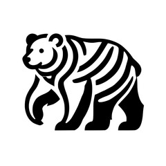 Striped Bear: A Minimalist Black and White Animal Graphic Design