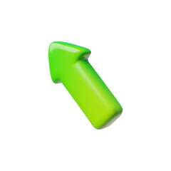 Green 3D arrow sign. Symbol pointing upwards, direction or growth.