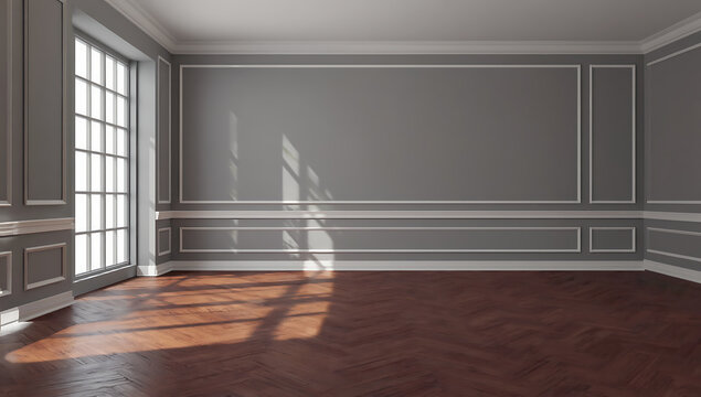 Empty classic interior with gray walls