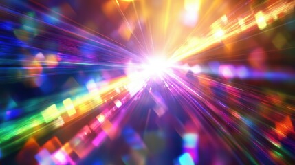 Obraz premium Vibrant Abstract Light Rays Interacting with Colors Creating a Dynamic and Energetic Display of Light for Artistic and Creative Expression in Digital Media