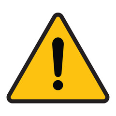 Hazard warning attention sign with exclamation mark symbol in a orange - yellow triangle. Danger Attention icon. Vector illustration isolated on a white background EPS 10. 