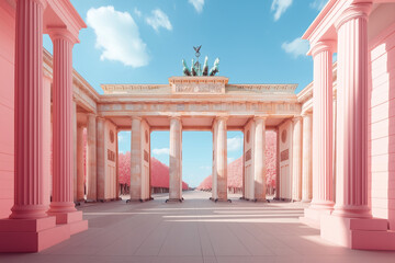 Fototapeta premium The pink and white building is a monument in the city of Berlin