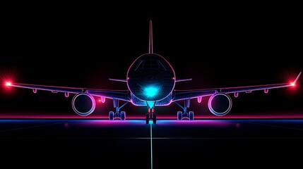 4. Ilustraci&Atilde;&sup3;n frontal de un avi&Atilde;&sup3;n de pasajeros con luces de aterrizaje encendidas y alas extendidas, recortado sobre fondo transparente en alta resoluci&Atilde;&sup3;n