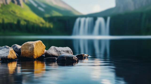 A waterfall flowing into a holographic river while the real one runs dry