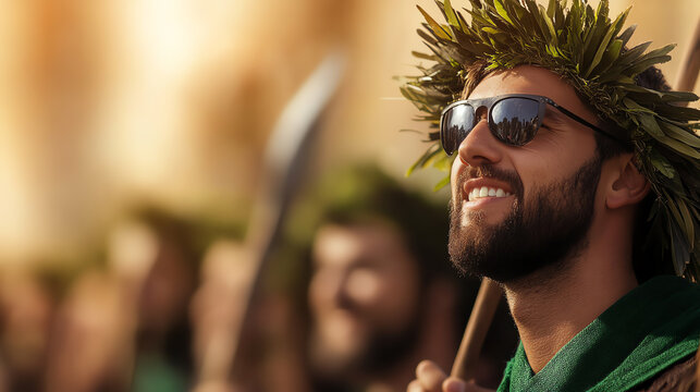 An energetic view of the Obby Oss festival in Cornwall, England, with costumed participants