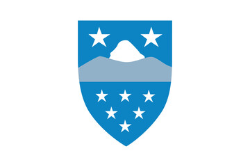 Official flag and coat of arms of Qeqqata. Greenland. Illustration