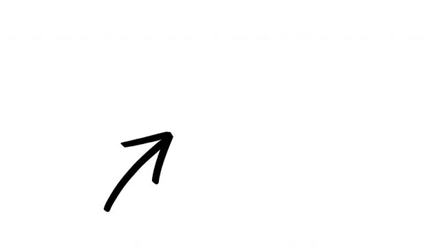 Set of 6 doodle arrows, hand drawn marker arrows on a white background