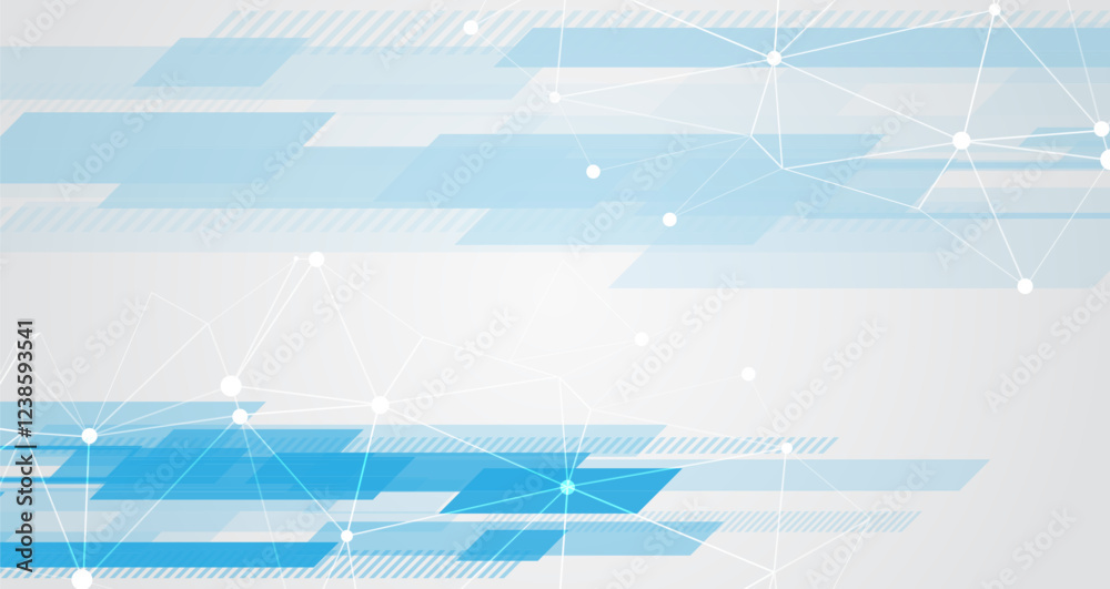 Poster Light pale vector background for a banner. Abstract geometric pattern of stripes and squares, for presentation. Abstract white and gray horizontal design. Science, and technology background.