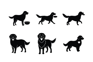Golden Retriever silhouette set in black and white