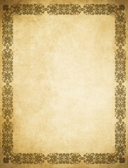 Old grunge paper background with decorative vintage border.