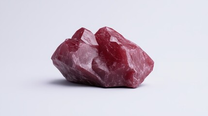 Obraz premium Rough garnet stone displayed alongside a vanilla pod, showcasing the deep red hues and natural textures characteristic of this mineral