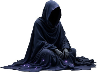 A Mysterious Figure Cloaked in Shadows, Draped in Silence, Concealed in Darkness on Transparent Background, PNG format	