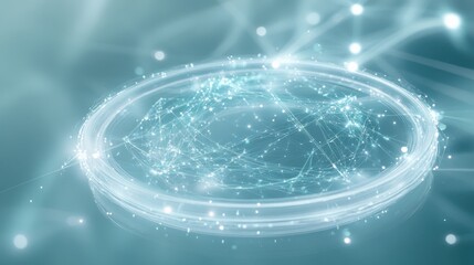 Abstract Light Trails and Geometric Shapes with Blue Background