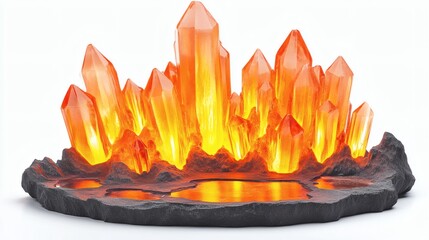 Fiery Orange Crystals: A Glowing Volcanic Geode Art