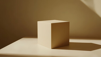 Mysterious box in minimalist light and shadow
