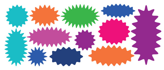 Colorful rectangle frames with wiggly borders shape. zigzag edge, scallop edge. torn paper, jagged rectangular shape box, circle element.