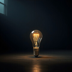 A light bulb left alone in a dark place Hyperrealism,Realistic lighting,Highly detailed,8k,Hyperrealism,high quality,high detailed,ultra detailed