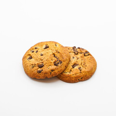 two chocolate chips cookies, isolated