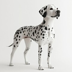 3D Illustration of a Standing Dalmatian Dog with Alert Ears