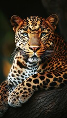 Obraz premium Majestic leopard in the wild a striking representation of beauty and strength in nature