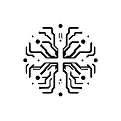 Abstract Technology Circuit Network: Digital Connection Design. Geometric Pattern of Lines and Circles. Modern Innovation, Future Tech, Cyber Structure. Communication System, Data Network.