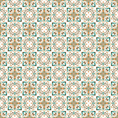 Colorful Islamic Ornamental Seamless Pattern. Oriental Style Ornament. Floral Tile Motif. Abstract Geometric Background