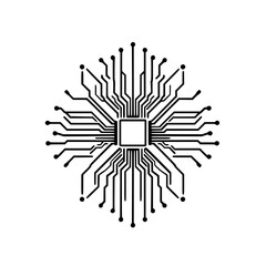 Abstract Microchip Circuit Board Technology Vector Design.  Modern digital network processor illustration. Clean minimal graphic for tech, engineering, and science concepts.