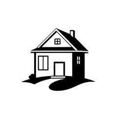Simple House Illustration: Black and White House Icon, Real Estate, Home, Property, Residence, Vector Graphic