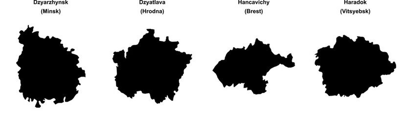 Dzyarzhynsk, Dzyatlava, Hancavichy, Haradok outline maps
