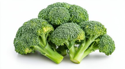 Fresh Green Broccoli Bunch Displayed on White Background Perfect for Health and Nutrition Concepts, Organic Food Banners, and Vegetable Market Promotions