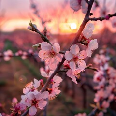 Fototapeta premium Dreamy Spring Scene with Almond Blossoms
