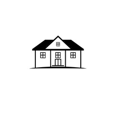 Simple House Icon: Minimalist Black and White Home Design Illustration - Perfect for Real Estate and Architecture