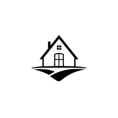 House on a Hill: Minimalist Home Design Icon, Real Estate Symbol, Property Logo