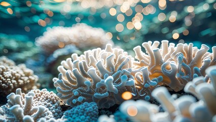 Obraz premium Colorful coral reef thriving beneath the turquoise waters of a tropical ocean